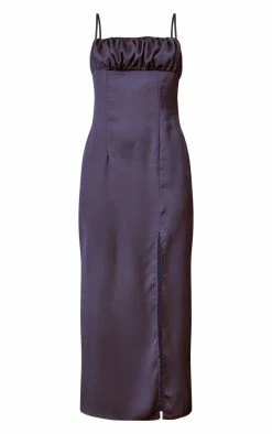 Navy Ruched Bust Split Satin Midi Slip Dress -US Dresses Sales Store 6fd36553d68cf7d8ac0a37913c13609fd390285e cnc7634 5