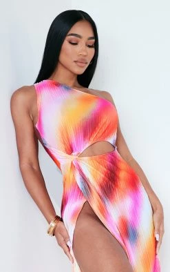 Pink Abstract Print Plisse Knotted Split Detail Maxi Dress -US Dresses Sales Store 6fdc6a9a6ffc538daf059ca8d02442a0fc720c0d cne3456 4