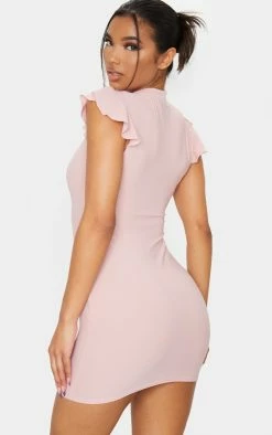 Rose Cap Sleeve High Neck Bodycon Dress -US Dresses Sales Store 701427cb81d4b6f053bd0b65299fac7a96c72fa5 clr9819 2