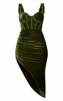 Olive Velvet Ruffle Strap Corset Detail Midi Dress -US Dresses Sales Store 71691f95ccfdf97508c0fb48e5355f1b6edf7b26 cmv6853 6