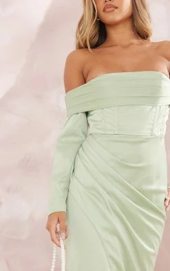 BRIDAL Sage Green Long Sleeve Bardot Split Maxi Dress -US Dresses Sales Store 7570de21eb01a160f032778a43a6d220d6d9b72c cnd9162 4