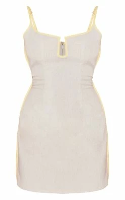 Stone Linen Look V Bar Contrast Seam Strappy Bodycon Dress -US Dresses Sales Store 7592481082c9885c7ffeb9ee6ea4376cbb2c7ab5 cne1386 5