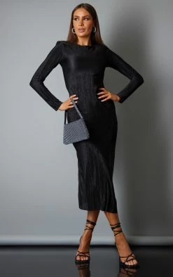 Black Plisse Long Sleeve Split Detail Midi Dress 9 Black Plisse Long Sleeve Split Detail Midi Dress -US Dresses Sales Store 773e2ed9a05bfe6a2fad08fa17613249f43d09f8 cnc3056 3