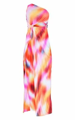 Pink Abstract Print Plisse Knotted Split Detail Maxi Dress -US Dresses Sales Store 779bce9d3eedcf9a204e2ad5b5266c7d84427316 cne3456 5