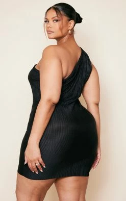 Plus Black One Shoulder Plisse Bodycon Dress -US Dresses Sales Store 77eec38471a70c51bd2c3484037ef1a49e4243b3 cne4176 2