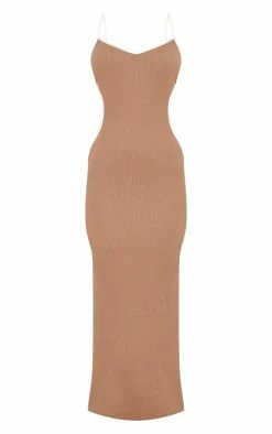 Taupe Textured Ribbed Contrast Binding Cut Out Maxi Dress -US Dresses Sales Store 78268d7d9bacf6cc67efda147d1f6c16d0b95cbd cnd8876 5