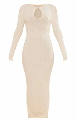 Ecru Wide Rib Keyhole Cut Out Long Sleeve Maxi Dress -US Dresses Sales Store 798cfc2f940074c13e13daddaa59a6f6658b578b cnb7266 5