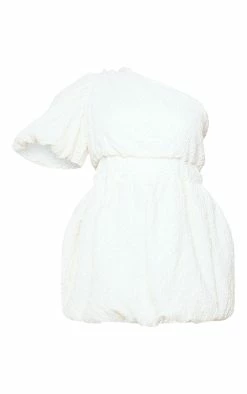 Plus Cream Textured One Shoulder Puffball Dress -US Dresses Sales Store 7a35a7ea4467eab7b3c527048289d9bfc6b9e2a5 cne0769 5