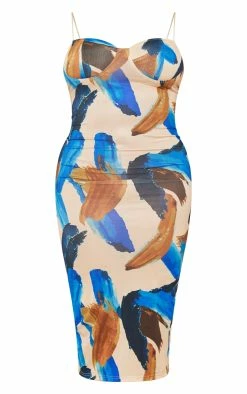 Plus Blue Abstract Print Crinkle Rib Cup Detail Midi Dress -US Dresses Sales Store 7ac92a095622f03b600d0c8be845b40c2cc1fa99 cnd4900 5