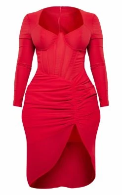 Shape Red Corset Detail Long Sleeve Ruched Midi Dress 11 Shape Red Corset Detail Long Sleeve Ruched Midi Dress -US Dresses Sales Store 7ae6fbc5eb4079816f76ce31bda5ecde8c88f977 cnd5807 5