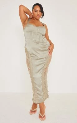 Plus Sage Green Lace Trim Corset Midi Dress -US Dresses Sales Store 7d5d0f92c489495038b76ce770e7d3bbdccfb634 cne0739 1