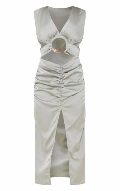 Sage Satin Plunge Snake Trim Detail Midi Dress -US Dresses Sales Store 7da12bf8f01bdf8cf4097e7bdd342b55f4a4be0b cnd0020 5