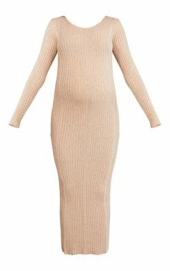 Maternity Oatmeal Knitted Midaxi Tie Back Bodycon Dress -US Dresses Sales Store 7dff3aa44687eea658d79e759891050a5b73ab6b cna5400 5