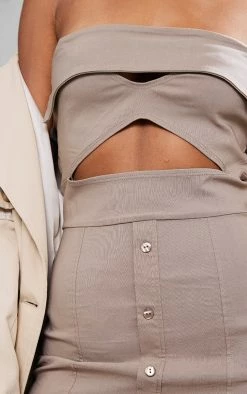 Taupe Bandeau Cut Out Button Down Bodycon Dress -US Dresses Sales Store 7e05b2f7a695e62cab11463bf9d9bd2cab42658b cnd4020 4