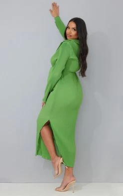 Maternity Green Plisse Button Thru Midi Dress -US Dresses Sales Store 7f02a6d17b862f3c827e3a3b3f862102608de643 cmw5737 3