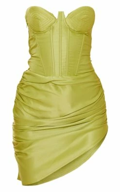 Lime Satin Underwired Cup Detail Ruched Bodycon Dress -US Dresses Sales Store 81b63e1ee57193470eabfd400c58b55cb13d3c87 cnd0378 5