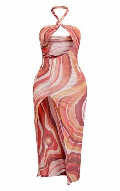 Orange Abstract Print Acetate Slinky Cut Out Halter Midaxi Dress -US Dresses Sales Store 82a96ad8c2f45f09a225a55bdd69afe181a6778b cne7747 5