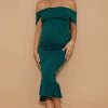 Maternity Emerald Green Bardot Frill Hem Midi Dress -US Dresses Sales Store 83a9b6a0861bdbbcf08364314640256acf2719e8 cmz9778 1