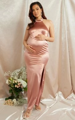 Maternity Blush Halterneck Disco Slinky Maxi Dress 9 Maternity Blush Halterneck Disco Slinky Maxi Dress -US Dresses Sales Store 83b79952988b40d23ffe184c1a7895388c0e1f40 cnd3227 1