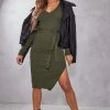 Khaki V Neck Belted Long Sleeve Split Midi Dress -US Dresses Sales Store 8411ce8ca269c859dcb90529cd304b71e33d6fa9 cmp8731 1