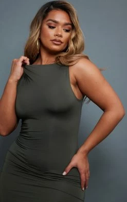 Shape Khaki Slinky Straight Neck Sleeveless Bodycon Dress -US Dresses Sales Store 8539200b126d26e96eec1c0cd0d804927ebbb821 cnc8798 4