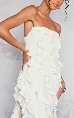Cream Bandeau Asymmetric Frill Detail Maxi Dress -US Dresses Sales Store 8749c85890f91b530379c8edac6663b5dfd9afb6 cne2938 4
