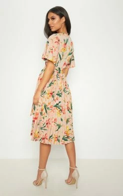 Pink Pleated Floral Midi Dress -US Dresses Sales Store 8768eb1e3b9aff452afdacce7413f2b42cb7c1b3 CLW7880 2