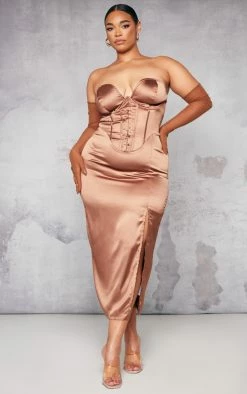 Plus Mocha Satin Corset Midi Dress -US Dresses Sales Store 87a16ade6fa025f1723c8727c1276e90204d78dd cna8287 1