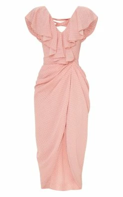 Pink Polka Dot Draped Lace Up Back Midi Dress -US Dresses Sales Store 87e6a06fe9c3dba24a8c3e85326abb1a5a4a2984 cms1808 6