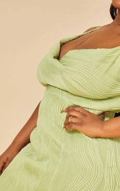 Plus Sage Green Textured Cowl Neck Side Split Midi Dress -US Dresses Sales Store 8827dd974d07e328ba22f0476c2db202e59e20aa cmw4082 5