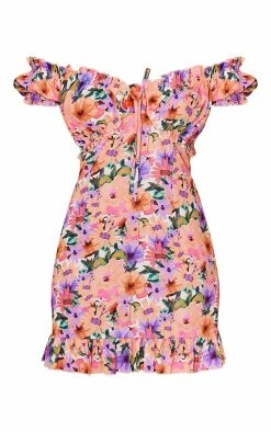 Multi Floral Print Ruched Cup Detail Frill Hem Bodycon Dress -US Dresses Sales Store 88518c8fed9c68ba38f4cc07c442c07b6f38e34e cmw9242 6