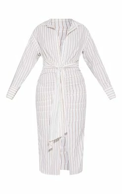 White Striped Ruched Skirt Tie Waist Midi Shirt Dress -US Dresses Sales Store 8876f904ce71f45c48d8e5e4af8b7b4745bbc2af cmw9551 6