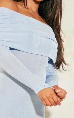 Light Blue Acetate Slinky Bardot Long Sleeve Maxi Dress -US Dresses Sales Store 88776d34a9f85d8c8ea34be0b4dbad4cfe62d1df cne2951 4