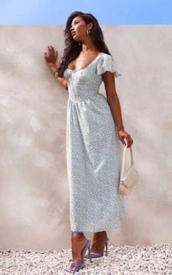 Blue Floral Corset Detail Midaxi Dress -US Dresses Sales Store 894f947d224d675749c85490685910960374c6db cnd2017 3