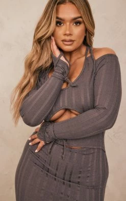 Shape Charcoal Long Sleeve Cutout Midi Dress -US Dresses Sales Store 89ec1bdb199a1e94482afb57ee91b4ccf5ede0b3 cnd6462 4