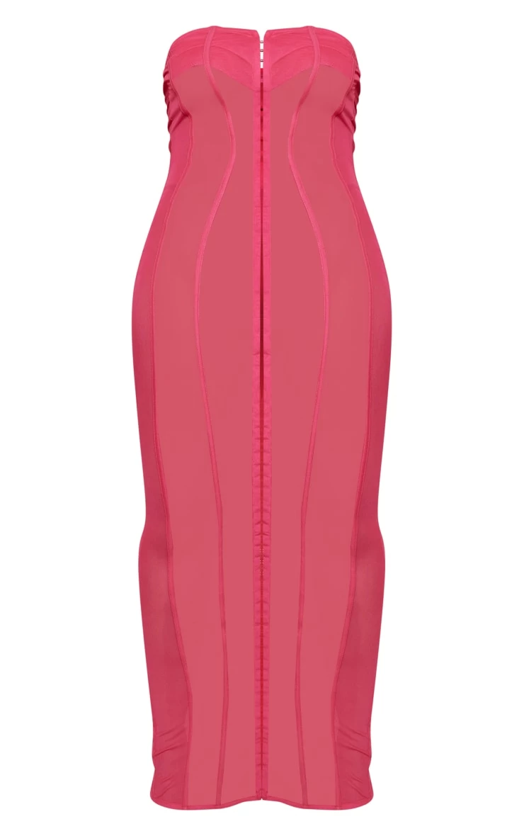 Shape Hot Pink Mesh Seam Detail Maxi Dress 7 Shape Hot Pink Mesh Seam Detail Maxi Dress - Image 5
