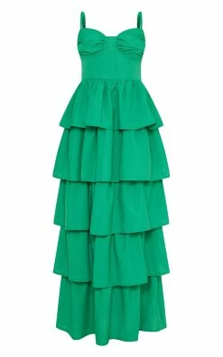 Bright Green Cup Detail Strappy Tiered Maxi Dress -US Dresses Sales Store 8b521bbf14928b5b6adc393e25b3f7091159ac02 cmr7645 6