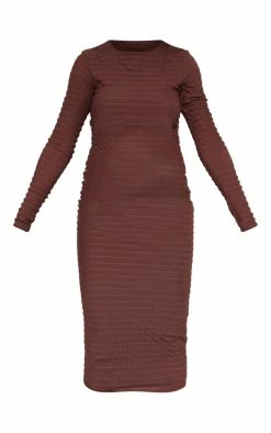Maternity Chocolate Shirred Long Sleeve Midi Dress -US Dresses Sales Store 8c6f198b9555ff114221e137e8404eda9a0fb740 cnd0102 5