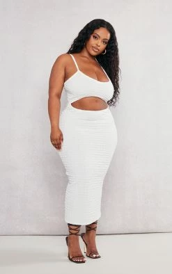 Plus White Textured Cut Out Midi Dress -US Dresses Sales Store 8d3c55c4ccaf7026a3f328b48805b1a37cdd028e cnd4970 3
