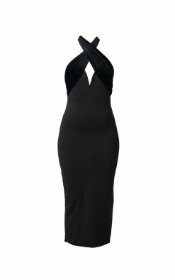Black Velvet Cross Neck V Bar Scuba Midi Dress -US Dresses Sales Store 8dbdfadc3789605ecdbdc2a47ed423b08b123f98 cnc3070 5