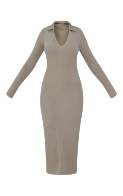 Tall Taupe Plunge Polo Neck Midi Dress -US Dresses Sales Store 8e9ac7d4e47ad71d7b64e1a60b6422d1dbf1516a cnd0591 5