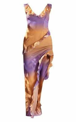 Lilac Ombre Print Asymmetric Frill Split Maxi Dress -US Dresses Sales Store 8ea61e60c71442309de95bdbd59626500e5768bb cne2954 5