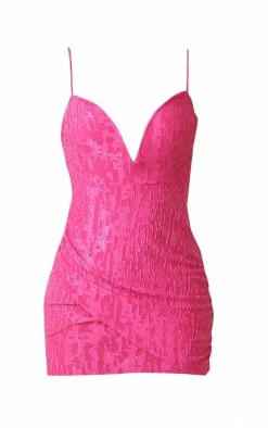 Pink Textured Extreme V Bar Drape Strappy Bodycon Dress -US Dresses Sales Store 908dd337fbb054d324121ed6edd1a51dc8d2d658 cnd7721 5