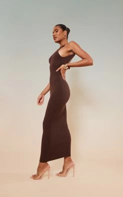 Chocolate Brown Knitted Back Plunge Racer Maxi Dress -US Dresses Sales Store 91e6c9a8722b0ab2ddf3e6df689b4f79c8d7ce01 cnc2780 4