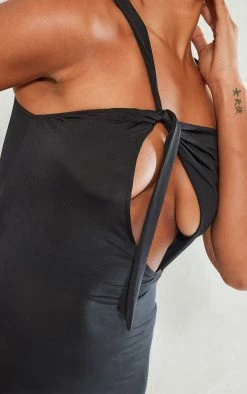 Black Slinky Asymmetric Strap Knot Detail Midaxi Dress -US Dresses Sales Store 91fb7715ab6aaae9e601a4cd78389d5966e16798 cne1452 4