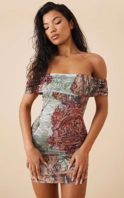Multi Renaissance Print Slinky Bardot Drape Bodycon Dress -US Dresses Sales Store 930b43c43a28aa822c4b9aa58955e25c01adbc5a cnd5821 1