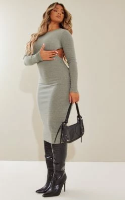 Shape Dark Olive Rib Long Sleeve Open Back Midaxi Dress -US Dresses Sales Store 946fd2700569fa5e0e4ea05e0c782d15def85578 cnb7631 3