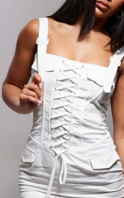 Cream Cargo Lace Up Detail Buckle Strap Bodycon Dress 10 Cream Cargo Lace Up Detail Buckle Strap Bodycon Dress -US Dresses Sales Store 9504915dae57545b9640562bab19df5f4d78b40f cnc7677 4