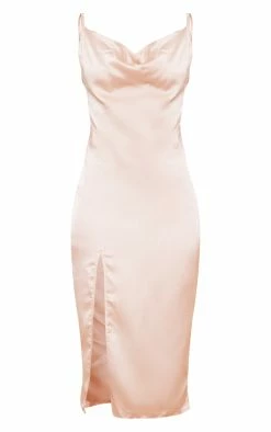 Champagne Strappy Satin Cowl Midi Dress -US Dresses Sales Store 96e758ec231a562c4eaff17a2bd89520144f78aa clz1363 5