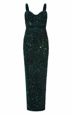 Emerald Green Sequin Velvet Contrast Maxi Dress -US Dresses Sales Store 973283406279e500b9787a1480b396e6b36957a9 cnb3648 5